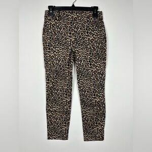 J. Crew Women's Winnie Leopard Print Dress Pants with Side Zipper Size 0P